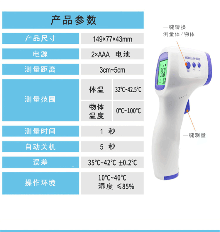 兒童電子紅外非接觸式體溫槍(圖9)