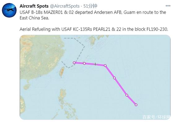 最新！美軍兩架B-1B轟炸機被曝現(xiàn)身東海上空(圖1)